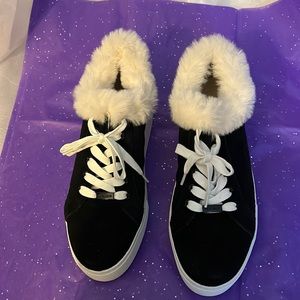 J slides sneakers new ! Very comfy. Faux fur around ankles!